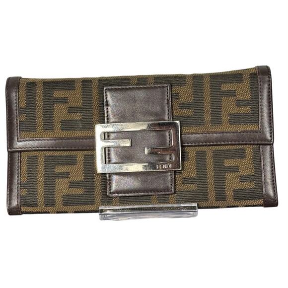 Fendi Zucca Monogram Leather & Canvas Long Flap Wallet - Picture 1 of 14